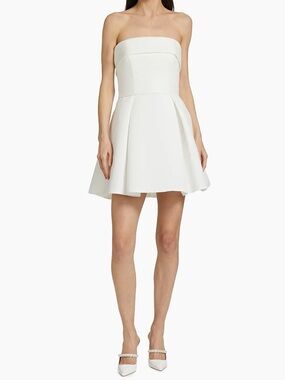 Amsale Box-Pleated Strapless Faille Minidress Size 8 NWT